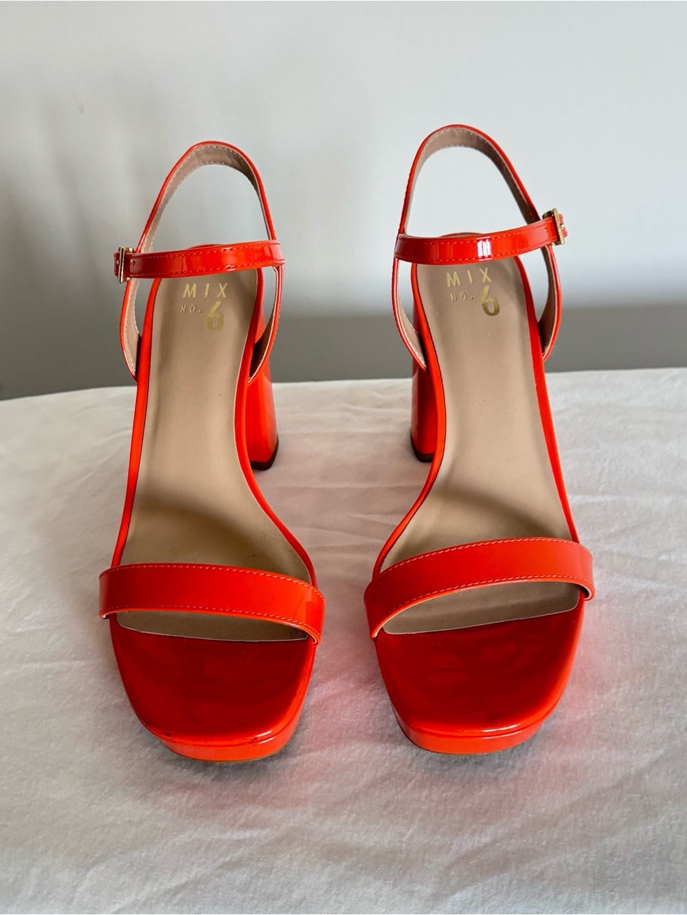 Mix No. 6 Women's Bright Red Patent Block Heel Sandals